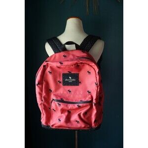 Abercrombie & Fitch Y2K Pink Backpack Women Adjustable Straps Pockets Moose Logo